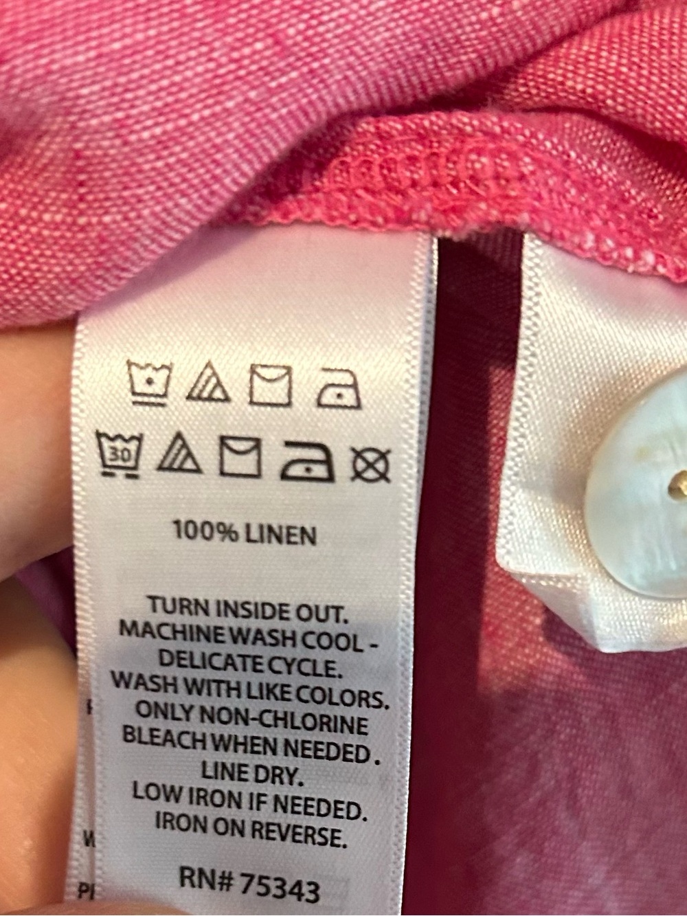 Tahari Pink Linen Collared V-Neck Tunic - Picture 4 of 9